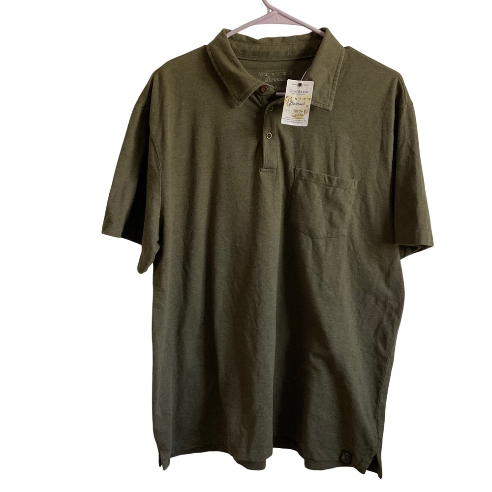 Lucky Brand Men's Venice Burnout Green Short Sleeve Polo XL NEW Preppy Casual